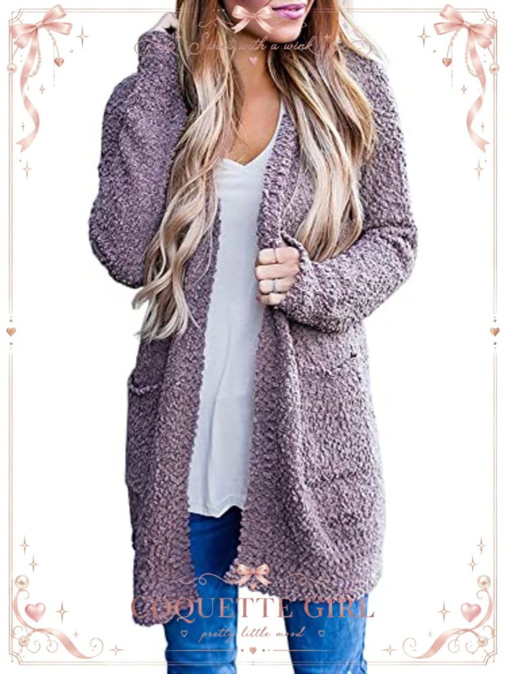Women's Chunky Knit Long Cardigan Coat Open Front Sweater with Pockets